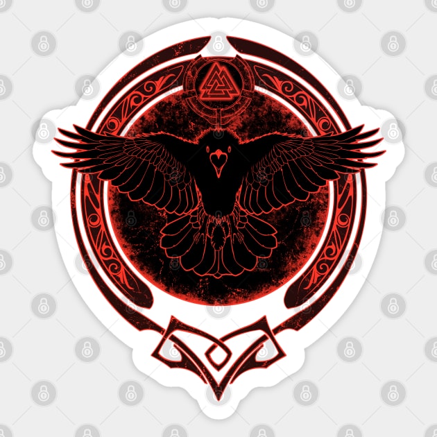 Viking Raven and Valknut Symbol Sticker by NicGrayTees